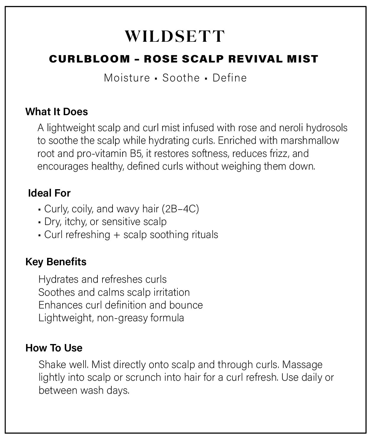 Curlbloom – Rose Scalp | Hair Revival Botanical Mist for Curly Hair
