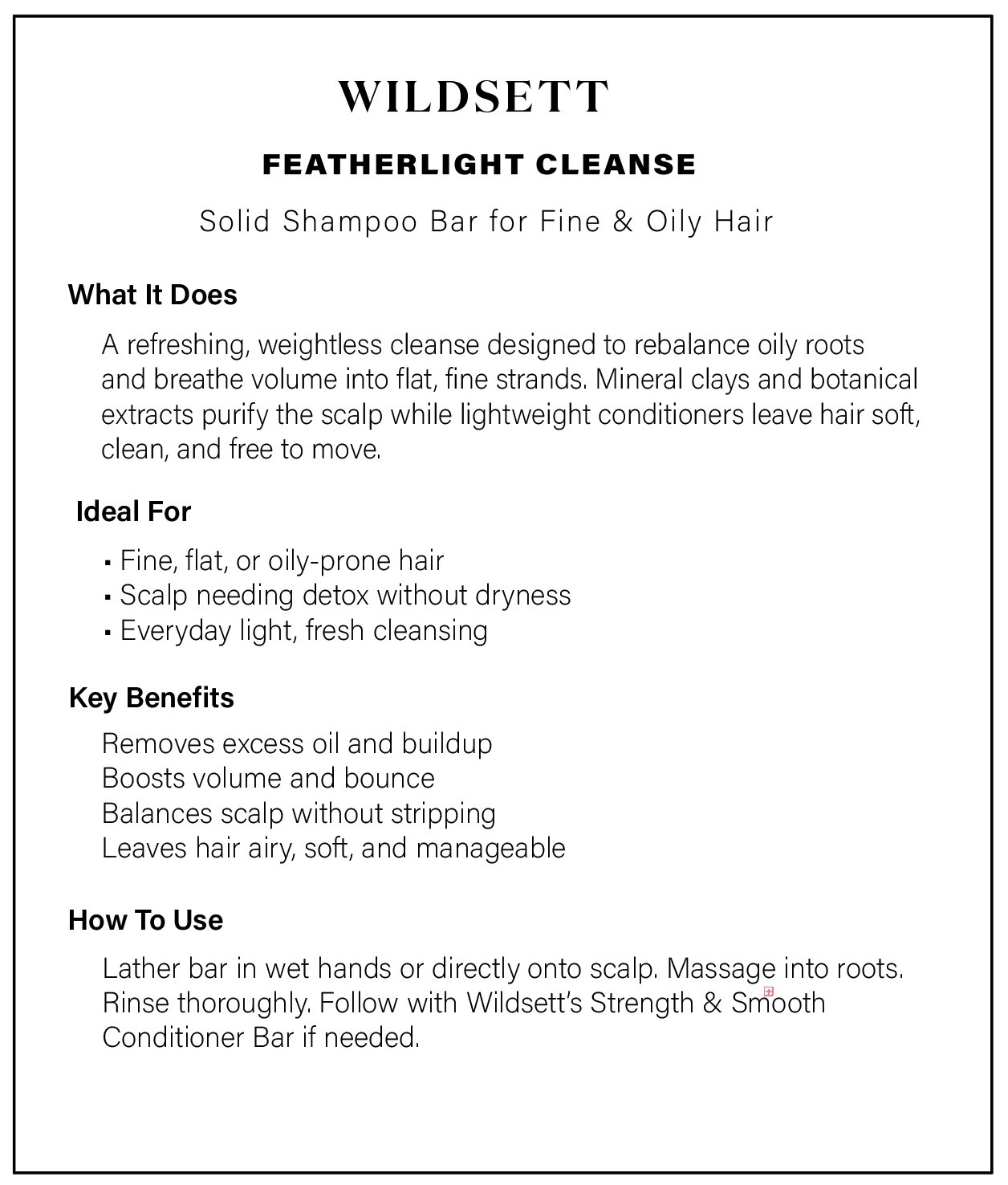 Featherlight Cleanse – Botanical Solid Shampoo Bar for Fine & Oily Hair