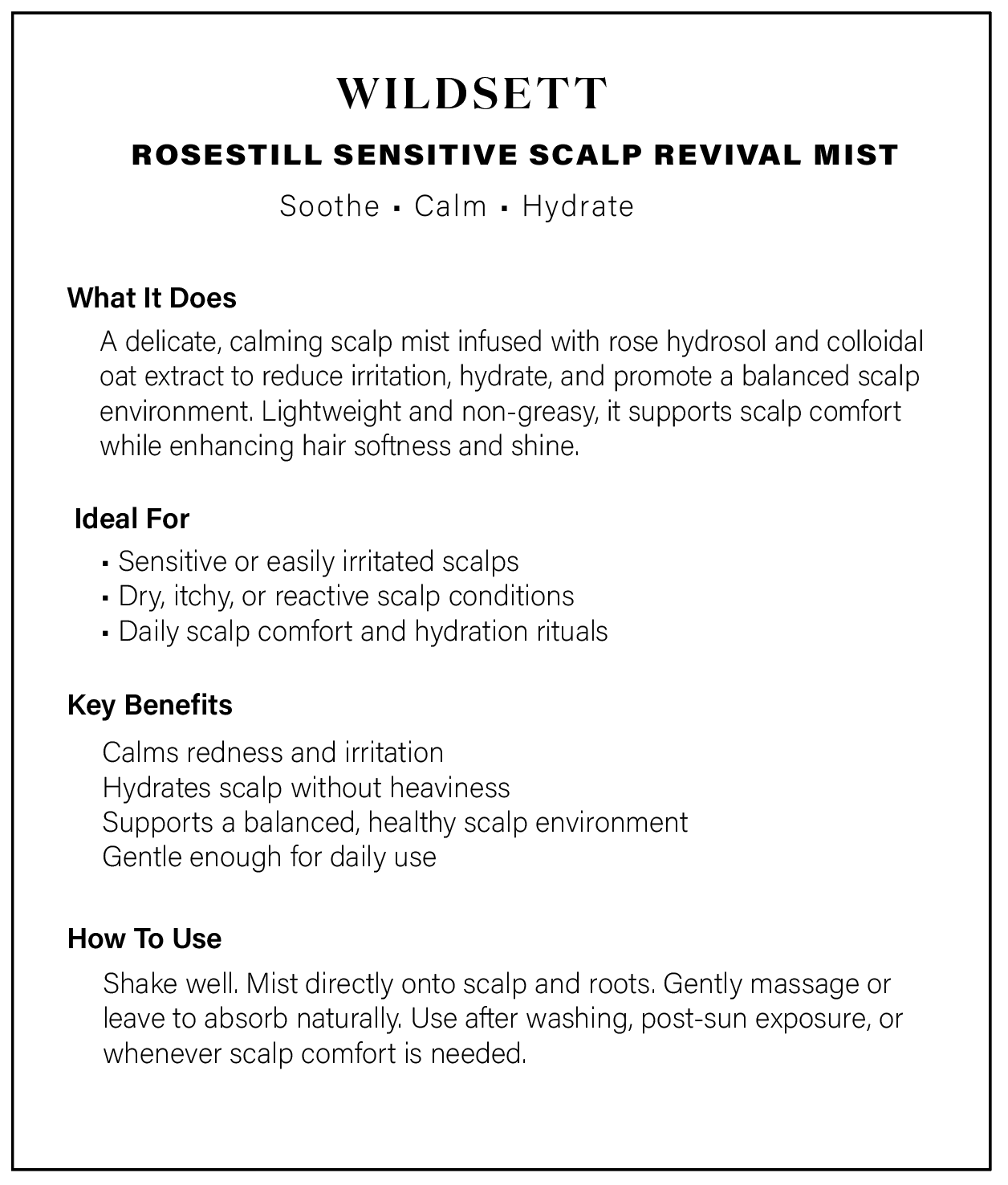 Rosestill – Sensitive Scalp | Hair Revival Botanical Mist with Rose Hydrosol
