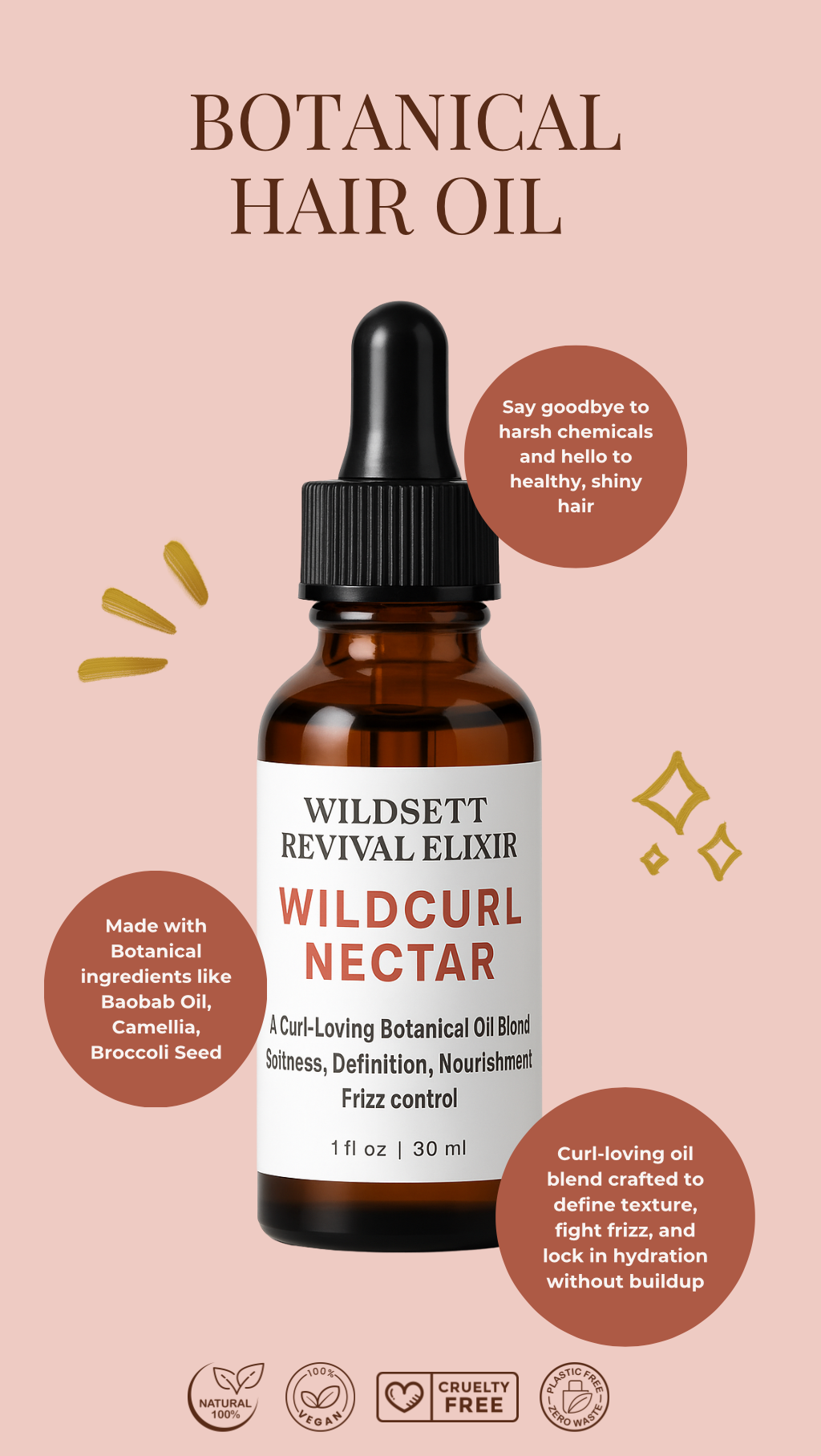 A rich, curl-loving oil blend crafted to define texture, fight frizz, and lock in hydration without buildup. Infused with baobab, camellia, avocado, and broccoli seed oils for elasticity, softness, and shine — plus amla and sea buckthorn to strengthen and repair dry, coily strands.