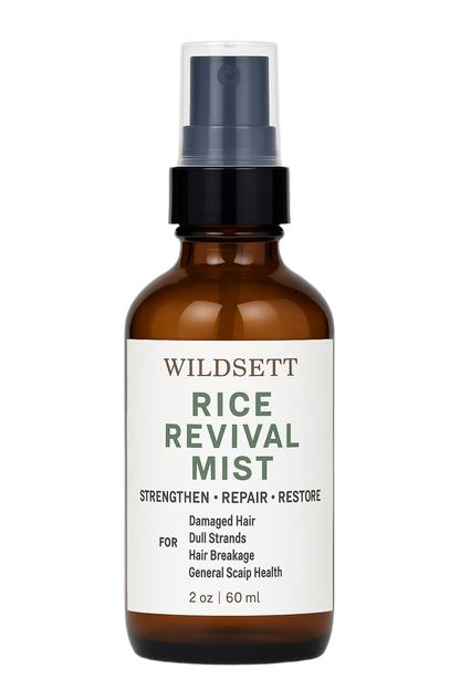 Rice Revival Mist strengthens delicate, damaged, or thinning hair with the power of fermented rice water, quinoa protein, and provitamin B5—reducing breakage and encouraging thicker, healthier-looking strands. This alcohol-free formula blends soothing aloe and moisture-locking glycerin to restore softness without heaviness or buildup.