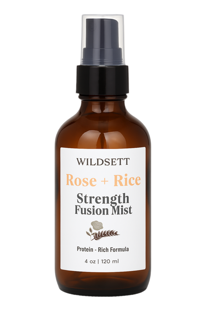 Rose Rice Strength delivers essential plant-based proteins and scalp-balancing botanicals in a weightless veil—designed to restore resilience, enhance shine, and awaken the senses.

Perfect for weak, thinning, or stressed-out hair, this daily ritual supports scalp vitality and hair health across all textures and types.