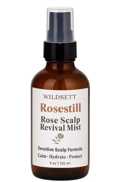 Rosestill gently restores harmony to sensitive, dry, or easily irritated scalps. This alcohol-free formula blends organic rose hydrosol, aloe vera, and colloidal oat extract to relieve redness, itching, and discomfort—without any essential oils or synthetic irritants.

