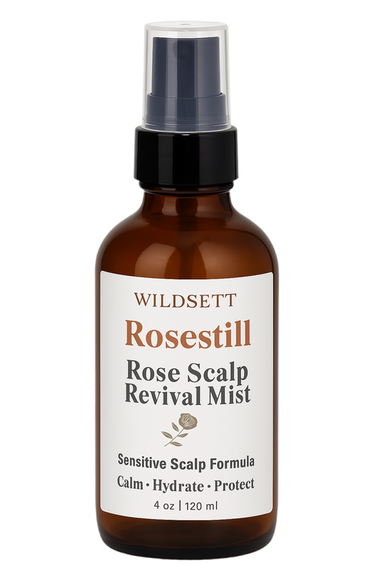 Rosestill gently restores harmony to sensitive, dry, or easily irritated scalps. This alcohol-free formula blends organic rose hydrosol, aloe vera, and colloidal oat extract to relieve redness, itching, and discomfort—without any essential oils or synthetic irritants.

