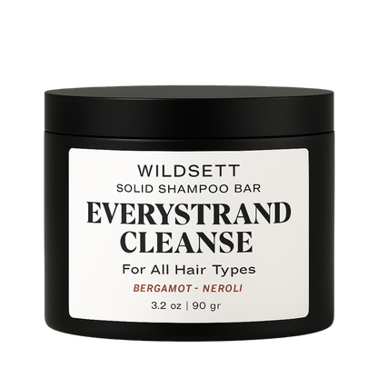 Everystrand Cleanse is a creamy, coconut-based solid shampoo made for all hair types—straight, wavy, curly, fine, or thick. With a lush, low-lather formula powered by kokum butter, and jojoba oil, it gently lifts buildup while keeping your scalp and strands balanced, soft, and never stripped.