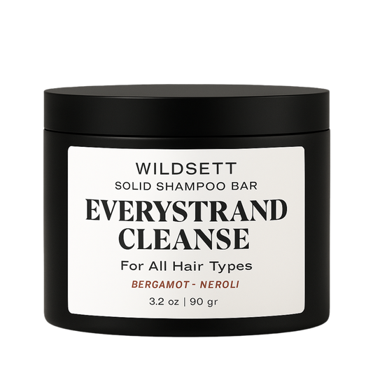 Everystrand Cleanse is a creamy, coconut-based solid shampoo made for all hair types—straight, wavy, curly, fine, or thick. With a lush, low-lather formula powered by kokum butter, and jojoba oil, it gently lifts buildup while keeping your scalp and strands balanced, soft, and never stripped.