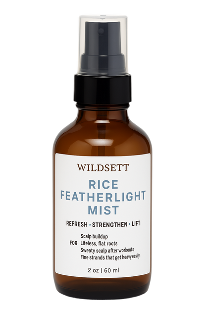 A feather-light, protein-rich scalp and hair mist crafted to refresh oily roots, balance oil production, and boost natural volume for fine or flat hair. Powered by fermented rice water, witch hazel, and strengthening panthenol, this alcohol-free formula helps clarify the scalp, reinforce delicate strands, and add airy lift—without any heaviness or buildup.