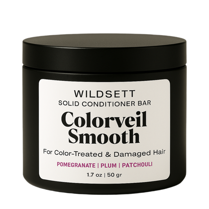 A rich, melt-on-contact conditioner bar that restores softness and strength without weighing hair down.
Formulated for dyed, bleached, or brittle strands, Colorveil Smooth seals in moisture and defends color with a nourishing blend of cupuaçu butter, argan oil, and hydrolyzed protein.
