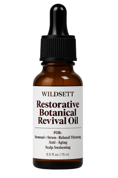 Restorative Botanical Revival Oil

Scalp Awakening | Hormonal Support | Fall Control

A grounding ritual for hair in flux. This potent botanical oil is crafted for those navigating stress, hormonal shifts, or seasonal shedding. With a synergistic blend of rosemary CO₂, black cumin, and hormone-balancing pumpkin seed oil, it reawakens follicles, calms inflammation, and helps restore scalp vitality from the root.

Lightweight yet deeply nourishing, it supports microcirculation, relieves tension, and strengthe