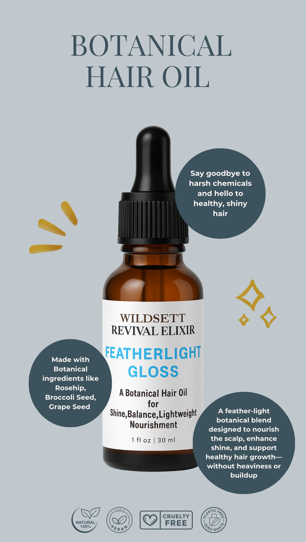 Botanical & Lightweight Hair Oil for Shine, Balance, Nourishment for Fine Hair