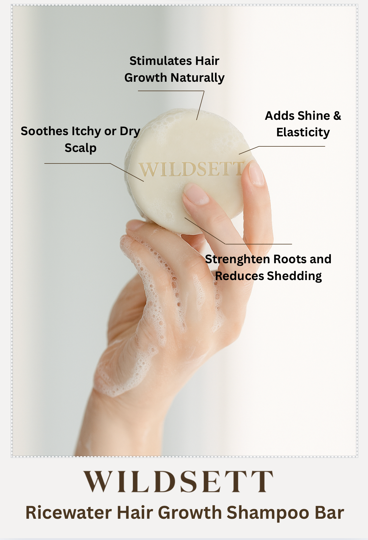 Clary Sage  Sea Salt

SOOTHE | STRENGTHEN | STIMULATE
Rooted in ancient beauty rituals, this solid shampoo bar blends the time-honored power of fermented rice and nourishing botanicals to awaken your scalp and support healthy, fuller-looking hair.